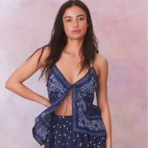 LoveShackFancy Tivelo Bandana Print Cotton Cami Top